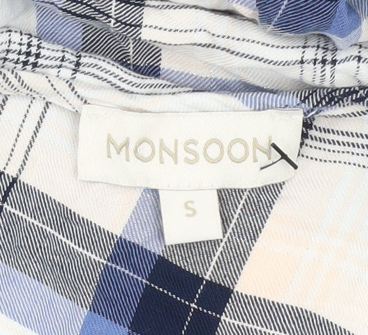 Monsoon Women's Blue Check Shirt Dress S