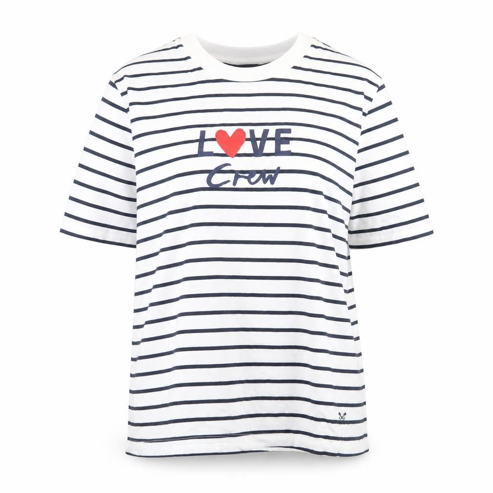 Crew Clothing Women's White Striped T-Shirt, Size 12, Casual