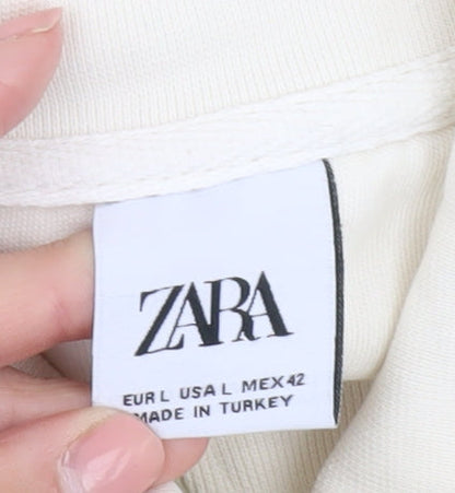 Zara Men's Ivory Pullover Sweatshirt L