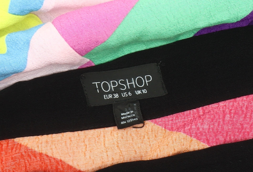 Topshop Women's Multicoloured Asymmetric Skirt Size 10
