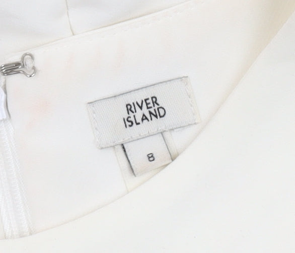 River Island Women Ivory Long Sleeve Dress Size 8