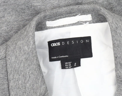 Close-up detail of ASOS DESIGN Men's Grey Blazer, size 32, Casual Jacket