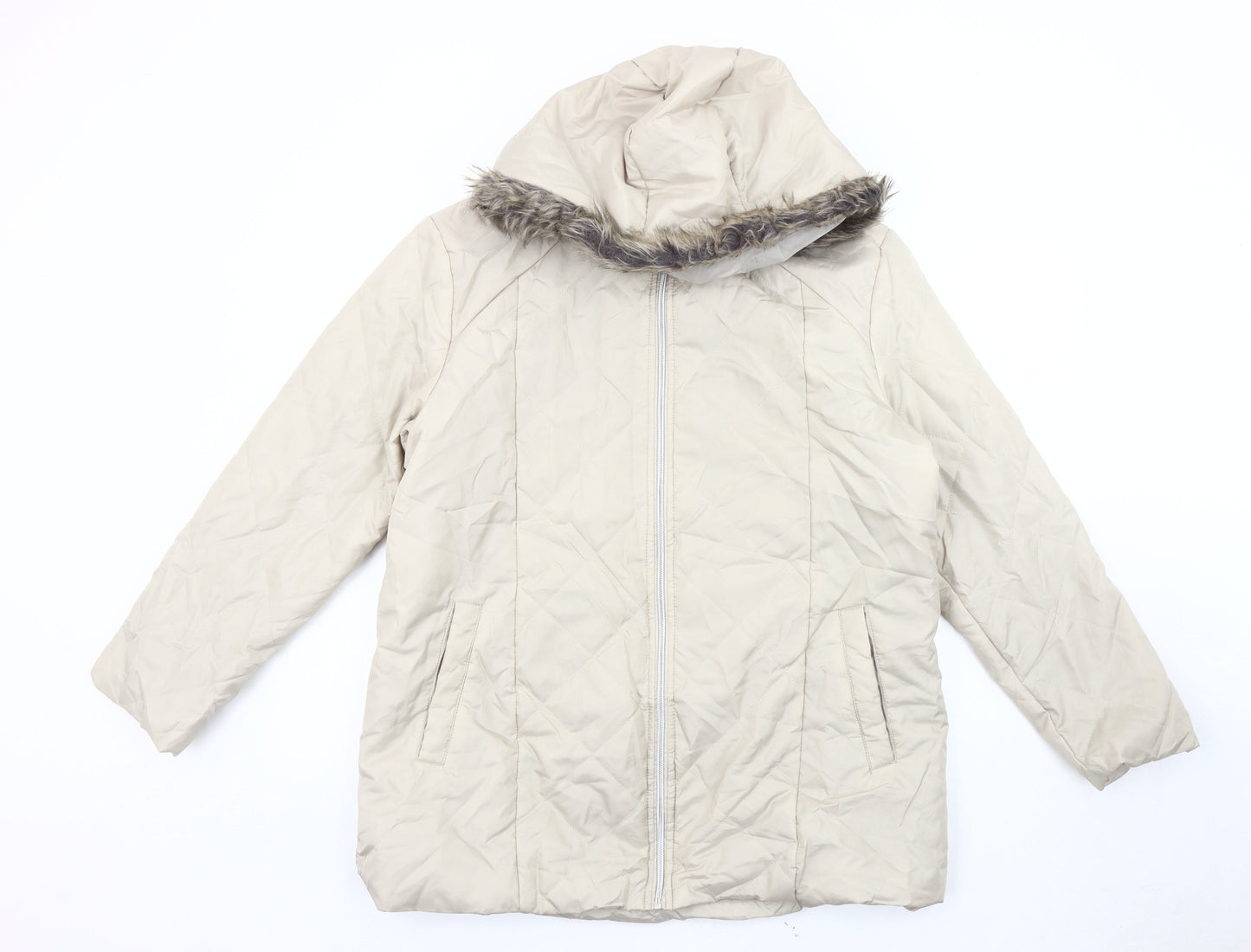 Anne De Lancay Women's Beige Hooded Coat M