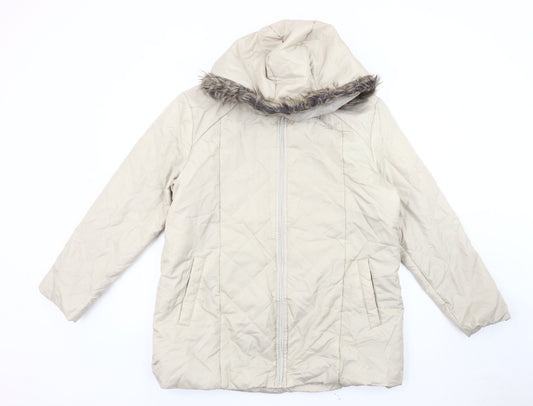 Anne De Lancay Women's Beige Hooded Coat M