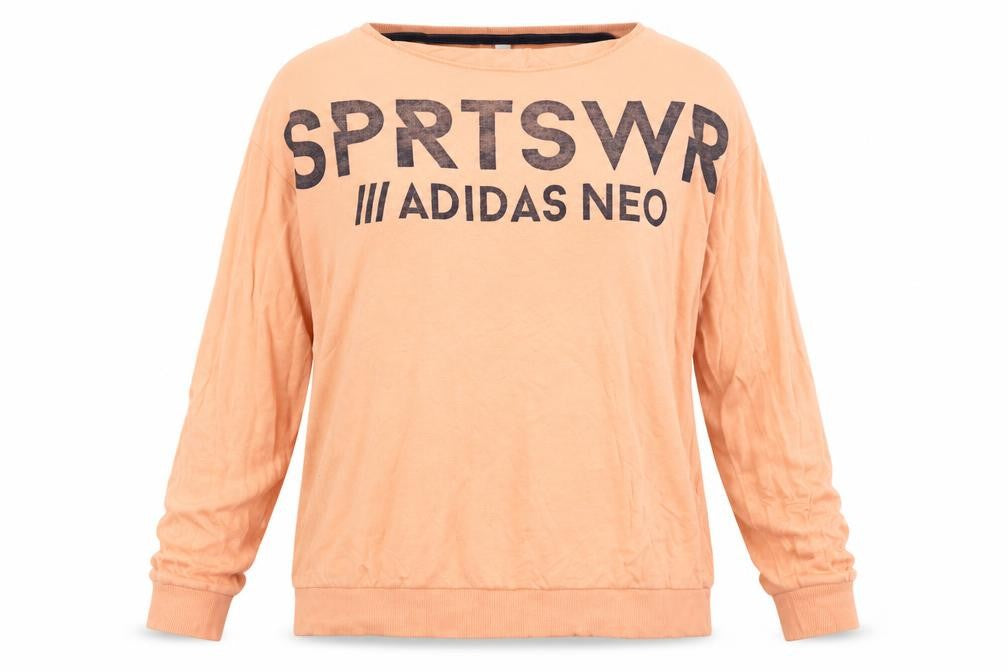 Adidas Women's Orange Logo Sweatshirt, Size L, Relaxed Fit