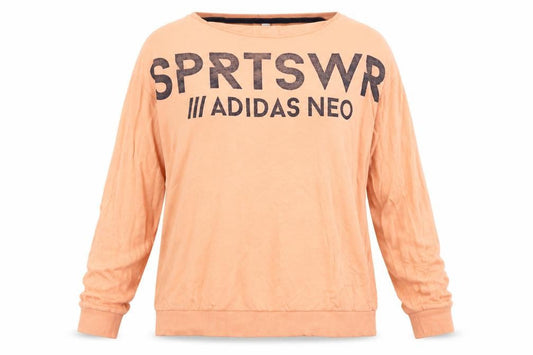Adidas Women's Orange Logo Sweatshirt, Size L, Relaxed Fit