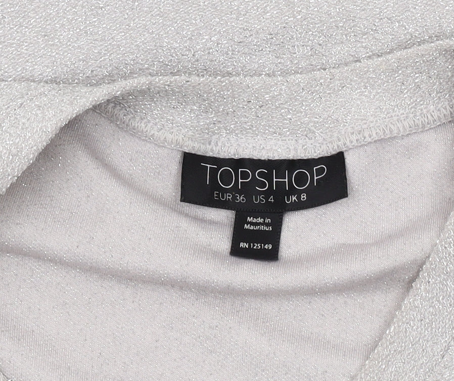 Topshop Women's Silver Sleeveless Tank Top, UK 8