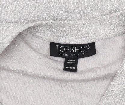 Topshop Women's Silver Sleeveless Tank Top, UK 8
