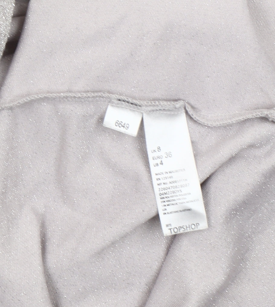 Topshop Women's Silver Sleeveless Tank Top, UK 8
