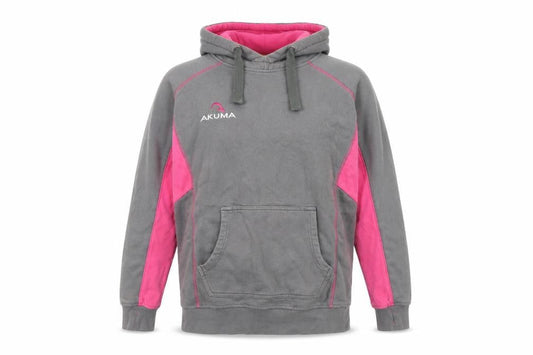 Akuma Womens Grey Pink Hoodie, Casual Style Size L,