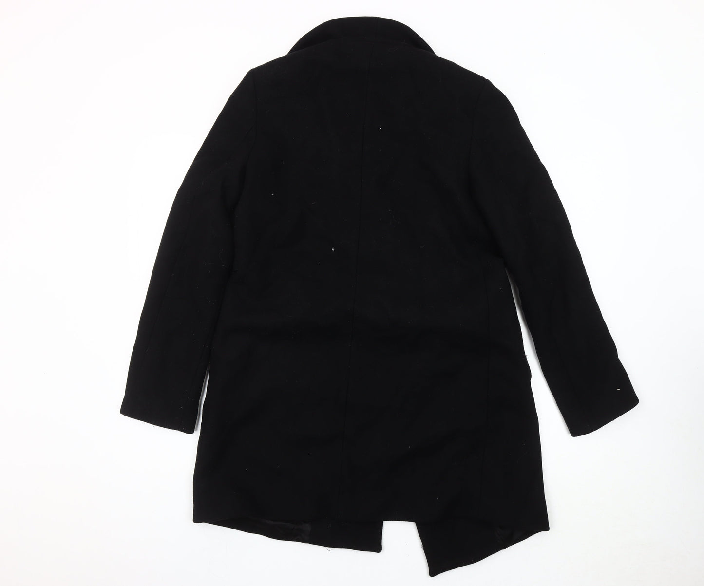 Zara Women's Black Wool Blend Belted Overcoat XS