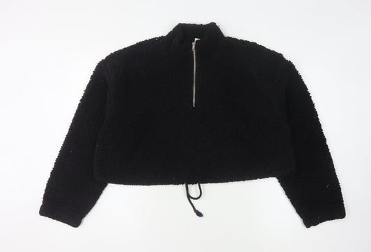 Topshop Women's Black Fleece Pullover - Size 14
