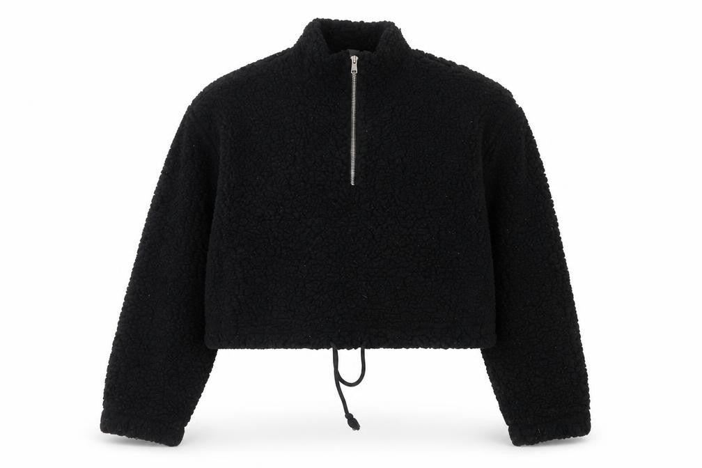 Topshop Women's Black Fleece Pullover - Size 14