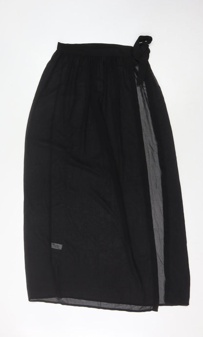Additional front view of ASOS Women's Black Wrap Midi Skirt -, size 8