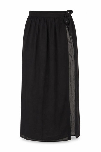 Front view of ASOS Women's Black Wrap Midi Skirt -, size 8