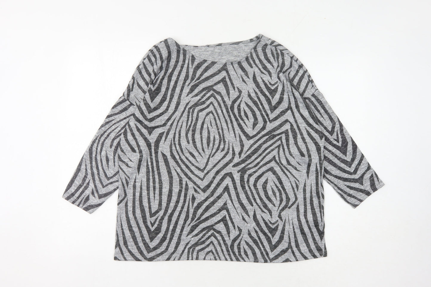 Principles Women's Grey Zebra Print Jumper Size 14