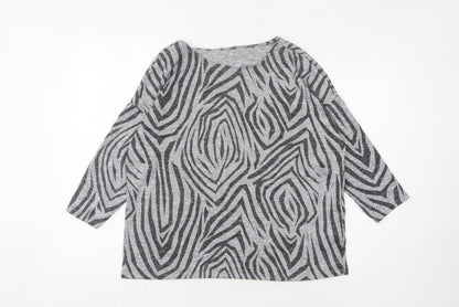 Additional front view of Principles Women's Grey Zebra Print Jumper, size 14