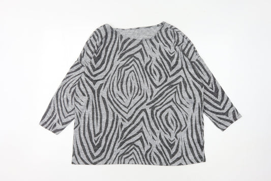 Principles Women's Grey Zebra Print Jumper Size 14