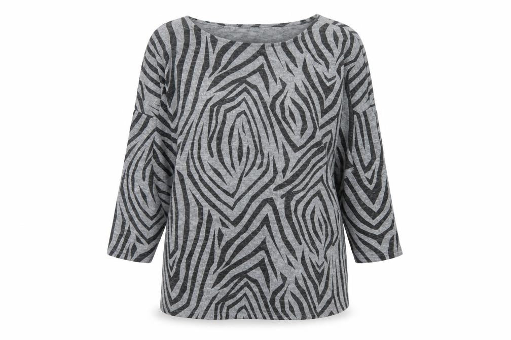 Principles Women's Grey Zebra Print Jumper Size 14