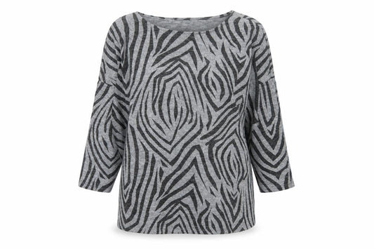 Front view of Principles Women's Grey Zebra Print Jumper, size 14