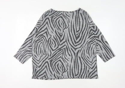 Back view of Principles Women's Grey Zebra Print Jumper, size 14