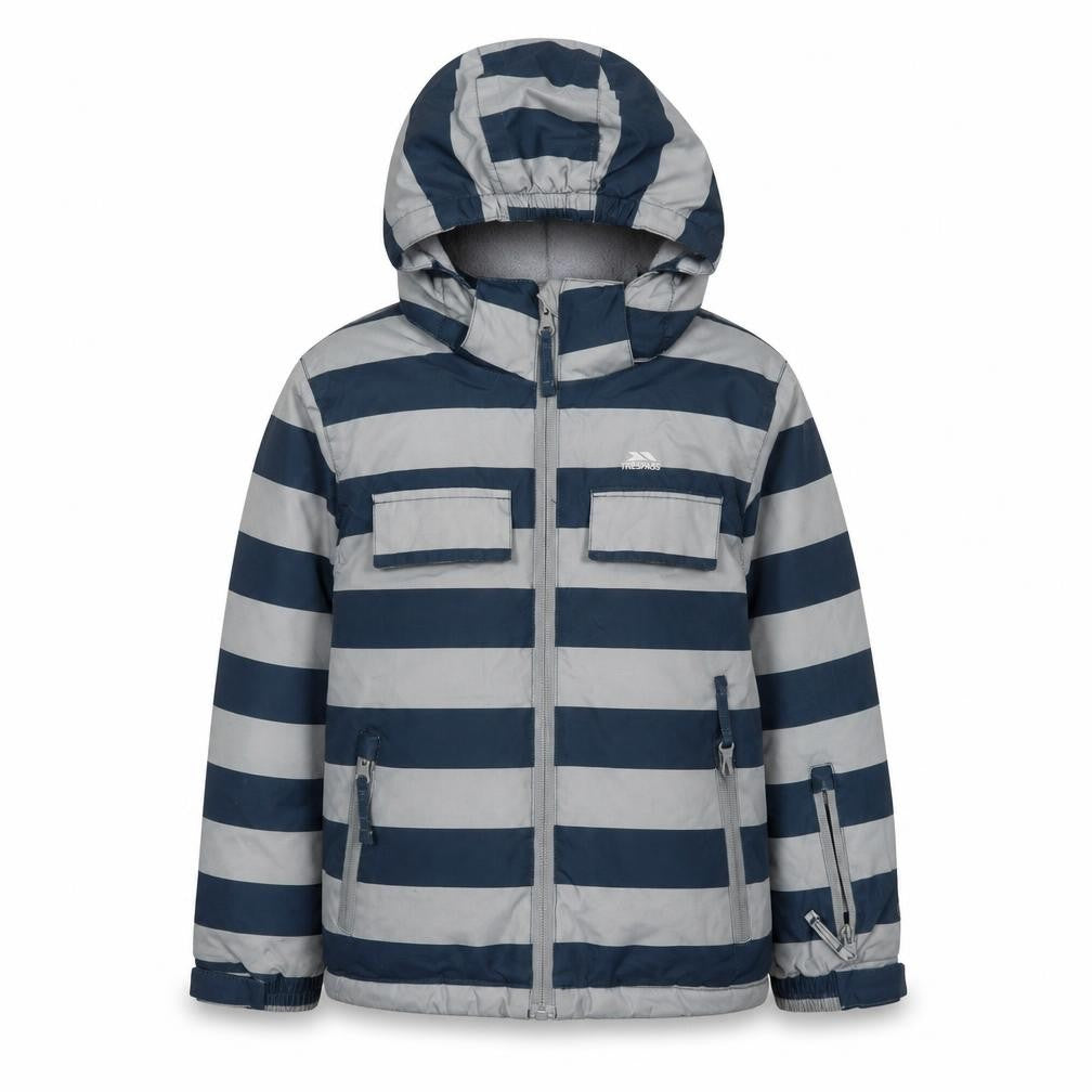 Trespass Boys Blue Striped Parka Jacket 5-6 Years Waterproof