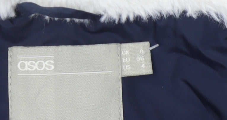 ASOS Women's Blue Puffer Jacket Size 8
