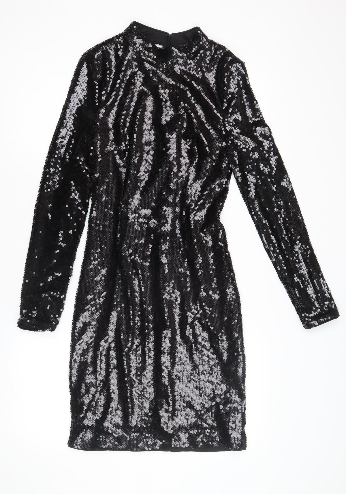 Marks & Spencer Black Sequin Long Sleeve Dress - Size 6
