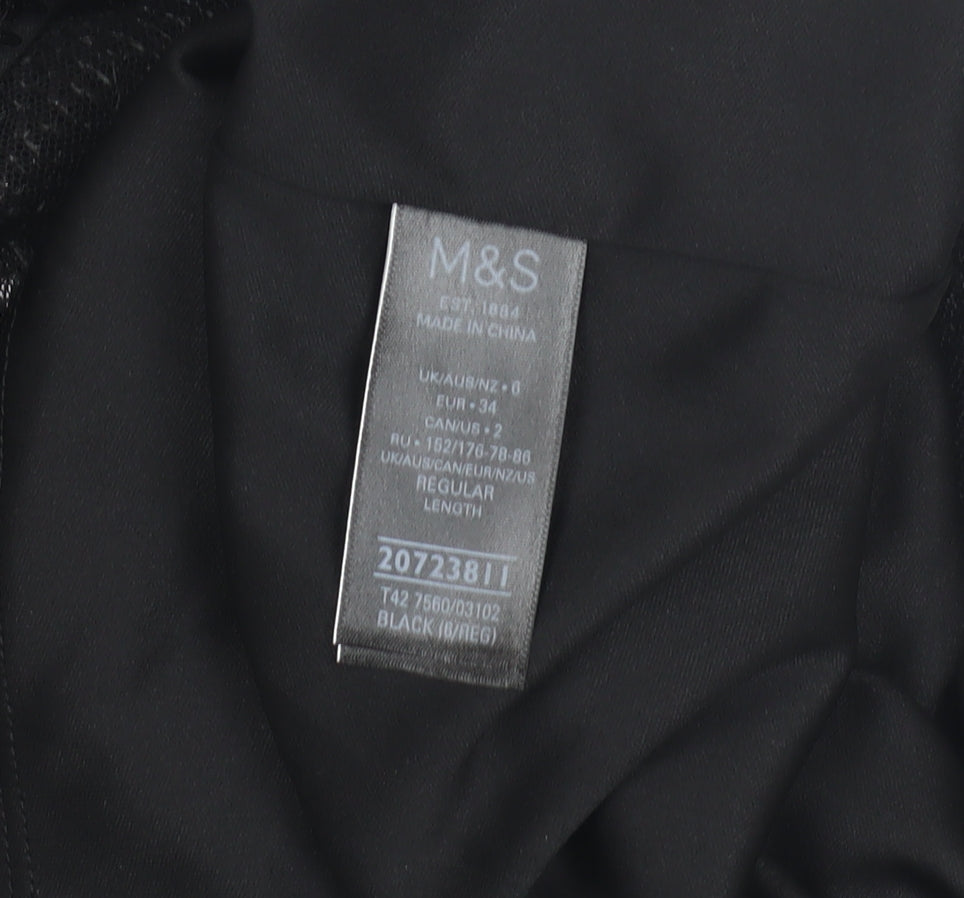 Marks & Spencer Black Sequin Long Sleeve Dress - Size 6