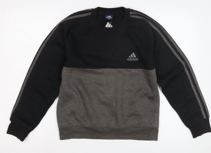 Additional front view of Adidas boys’' black colourblock pullover sweatshirt -, size 4