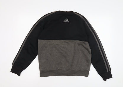 Back view of Adidas boys’' black colourblock pullover sweatshirt -, size 4