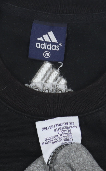 Close-up detail of Adidas boys’' black colourblock pullover sweatshirt -, size 4