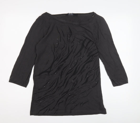 Debenhams Women's Black Beaded Top, Size 14