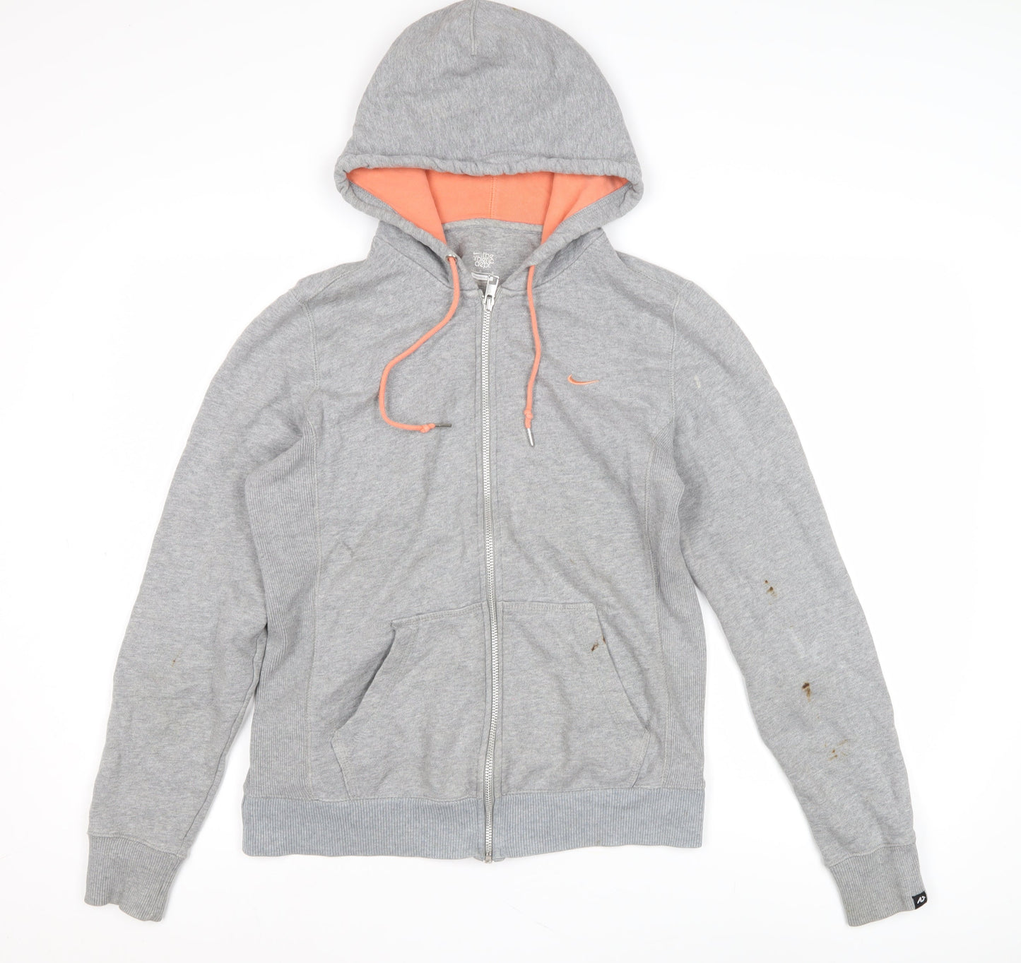 Nike Women's Grey Full Zip Hoodie - L, Activewear Essential