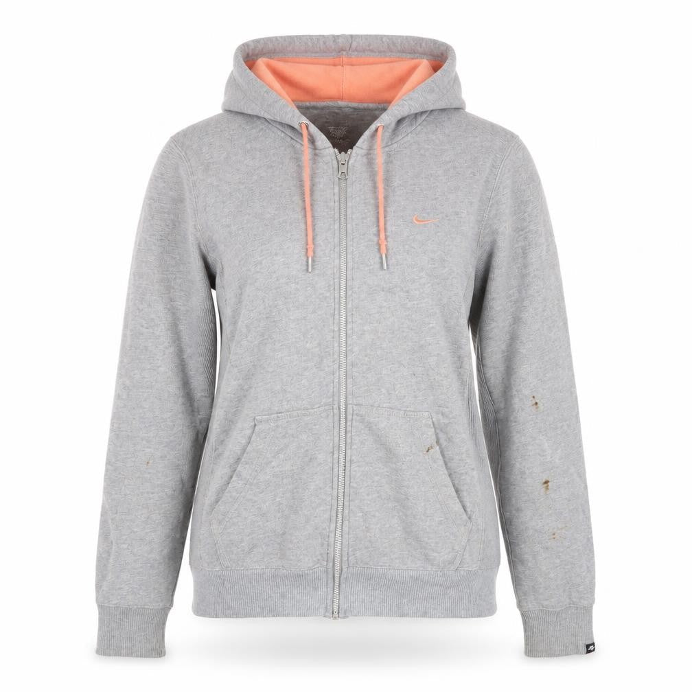 Nike Women's Grey Full Zip Hoodie - L, Activewear Essential