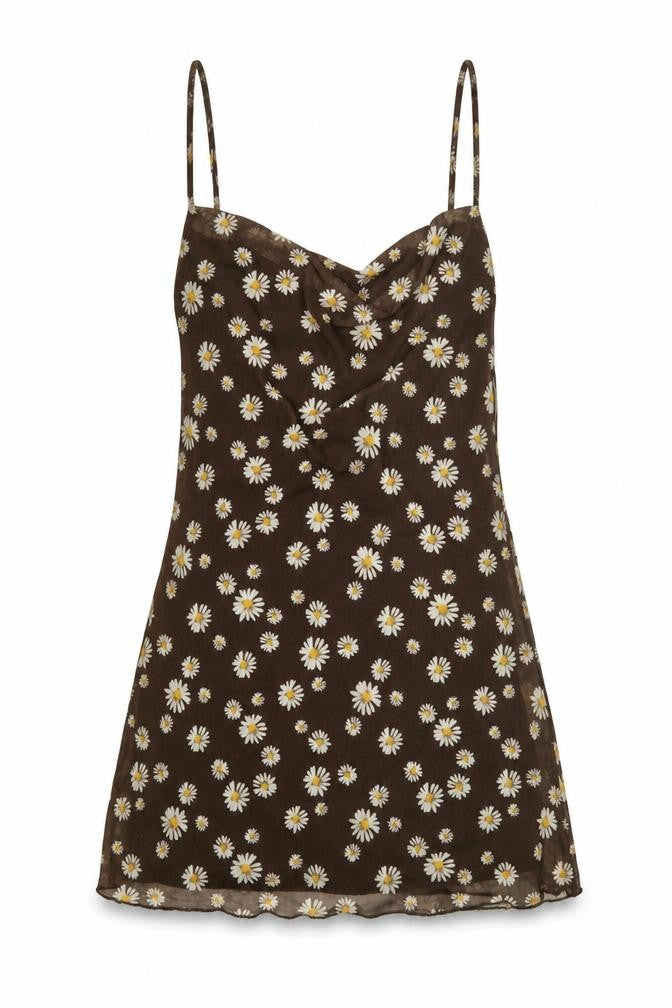 Pull & Bear Women's Brown Floral Camisole Tank Top