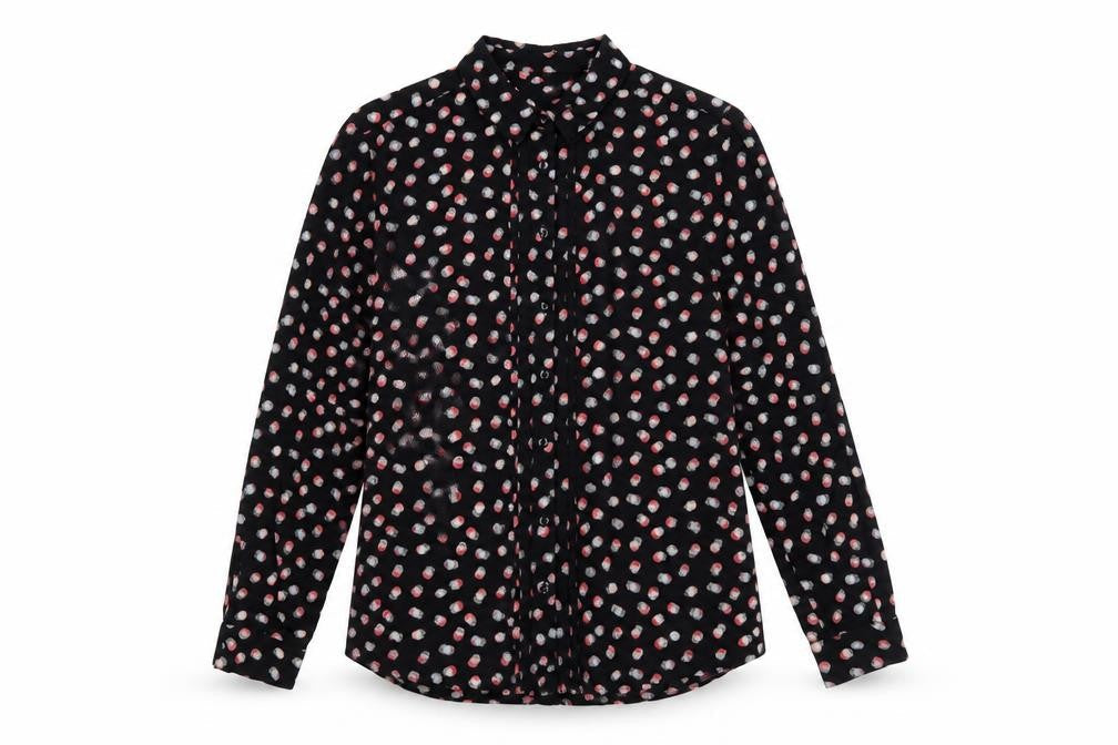 John Lewis Women's Black Polka Dot Button-Up Shirt