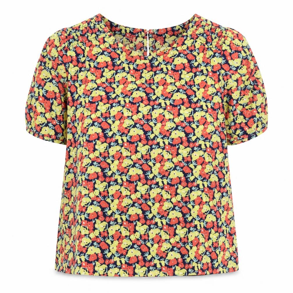 Damart Women's Multicoloured Floral Blouse - Size 14, V-Neck