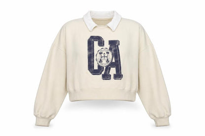 Hollister Women's White Collared Sweatshirt M