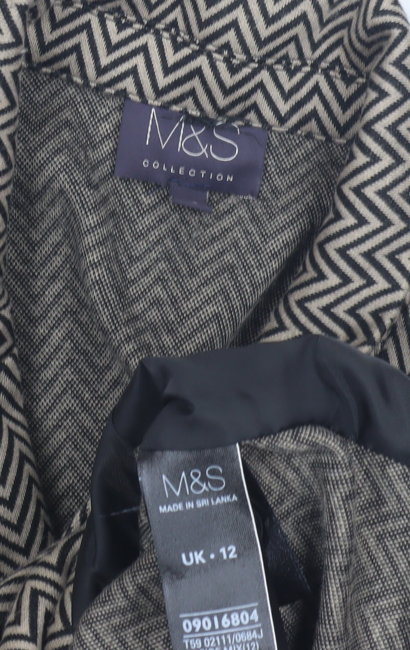 Marks & Spencer Women's Beige Geometric Blazer Size 12