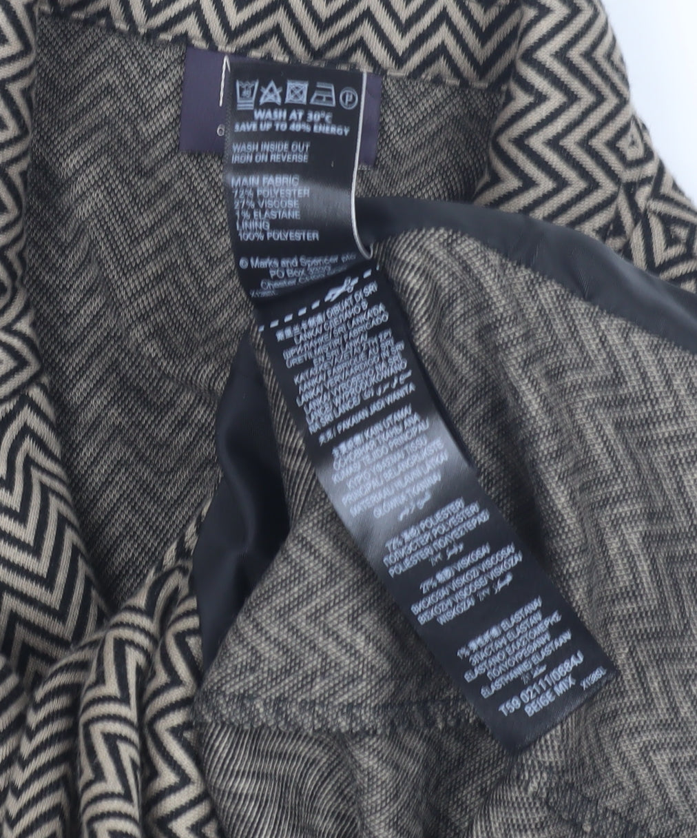 Marks & Spencer Women's Beige Geometric Blazer Size 12