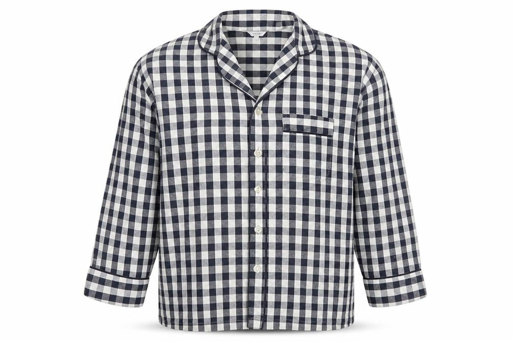 Jigsaw Mens Black White Check Cotton Pyjama Top S