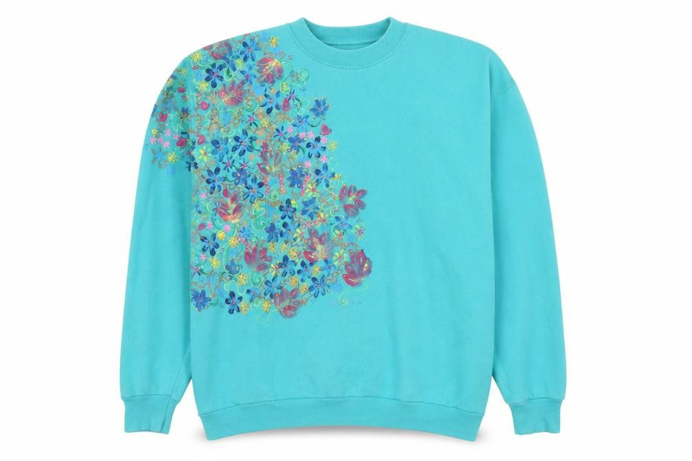 Custom Bears Blue Floral Sweatshirt Unisex S Pullover Embroidered