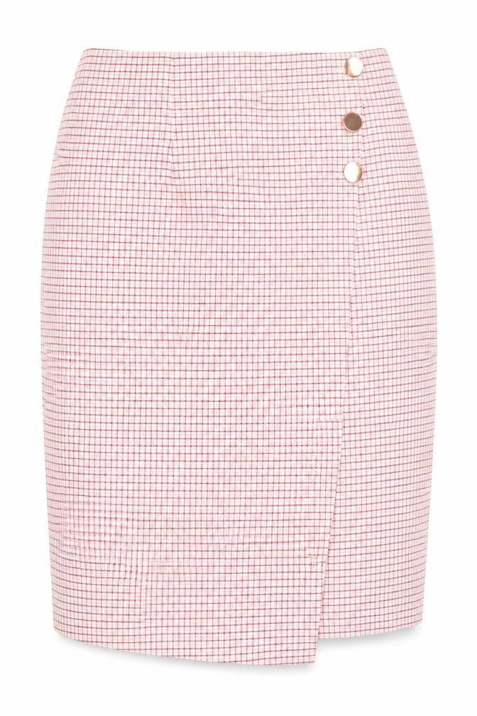 Marks & Spencer Women Pink Check Pencil Skirt Size 16