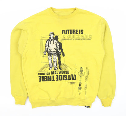 Pull&Bear Men's Yellow Graphic Sweatshirt - M