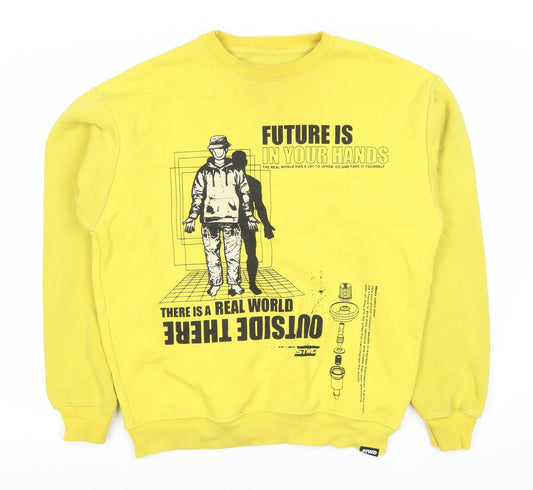 Pull & Bear Men's Yellow Graphic Sweatshirt - M