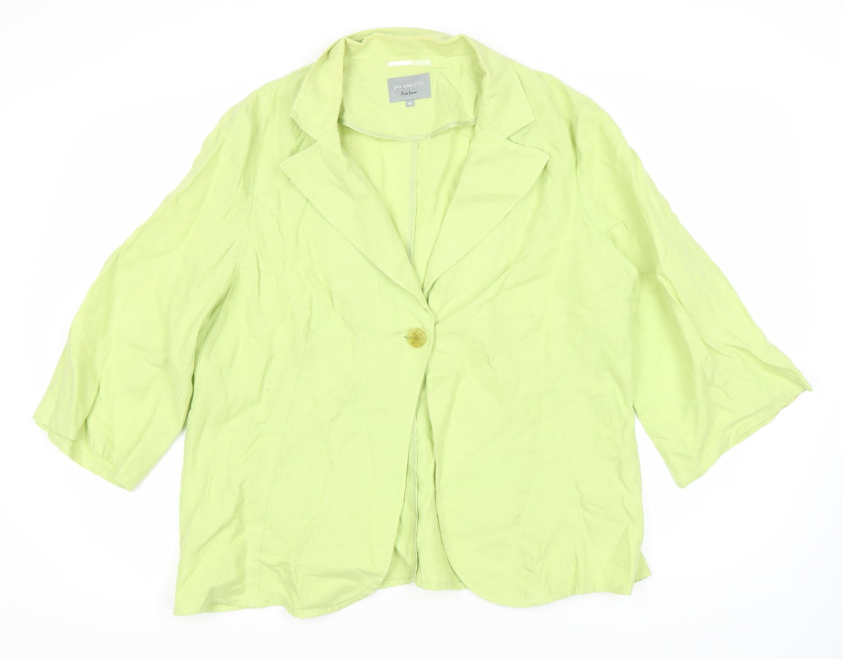 Per Una Women's Green Linen Blazer, Size 18