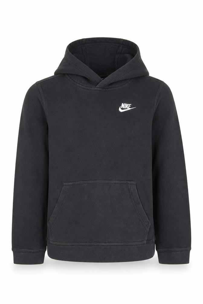 Nike Boys Black Pullover Hoodie - L, Logo Accent