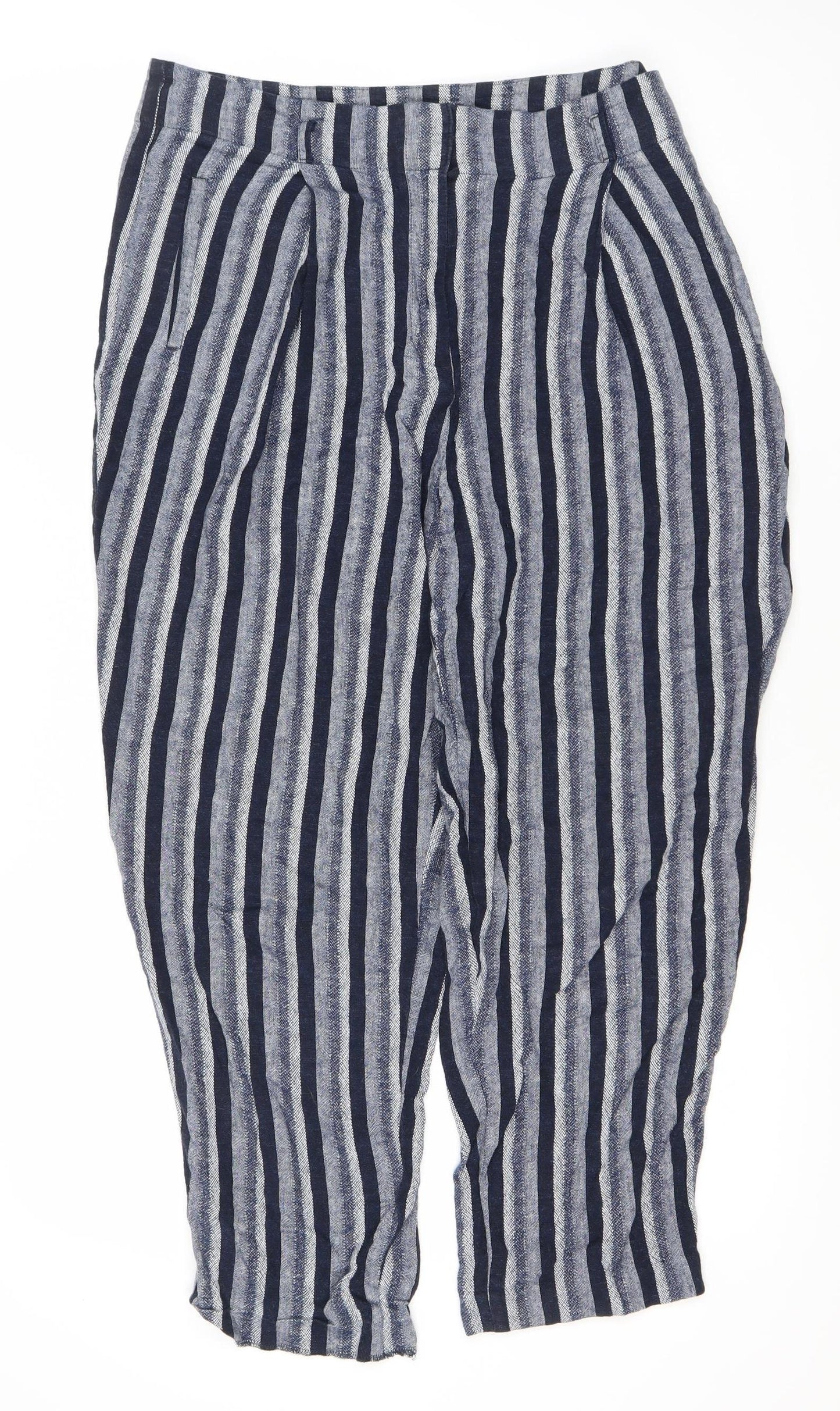 Marks and Spencer Women's Blue Striped Trousers Size 16