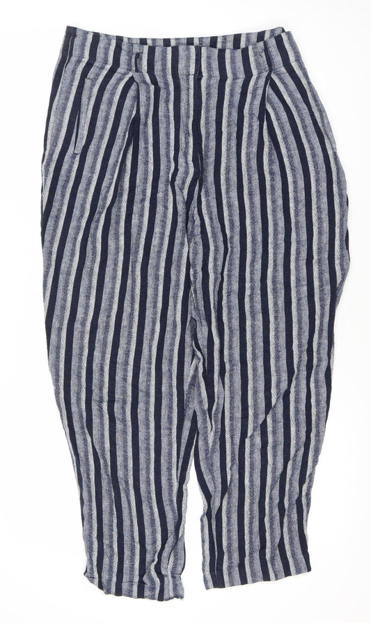 Marks and Spencer Women's Blue Striped Trousers Size 16